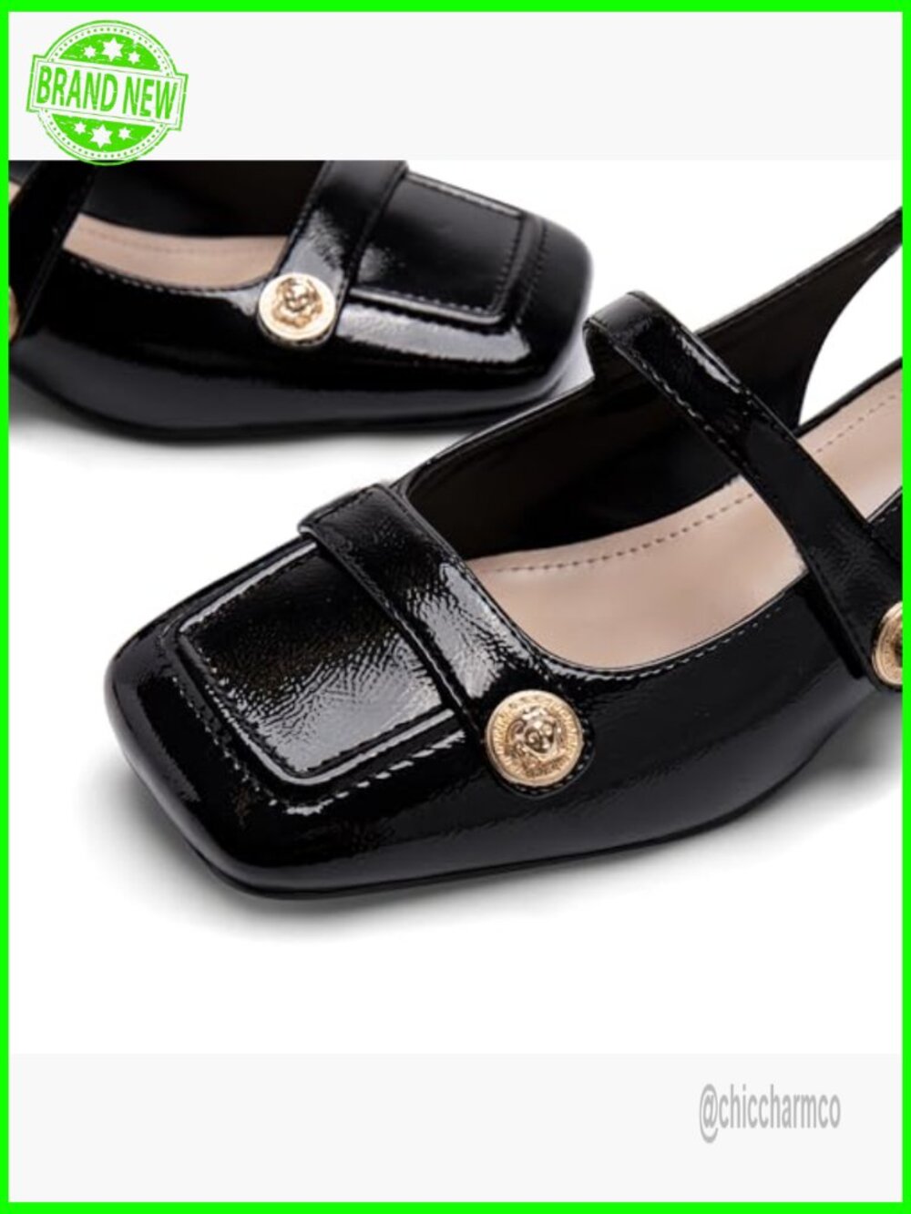 Low Block Heel Slingback Mary Jane Pumps Classic Office Dress Shoes - Picture 3 of 7
